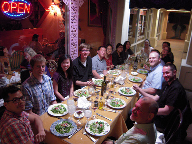 Group Dinner at Pina's Bistro Clockwise from the Front (group members, only): Johnny, Nick, Yilin, Patrick, Kevin, Kelsey, Stephanie, Kim, Matt, Adam, Ryan