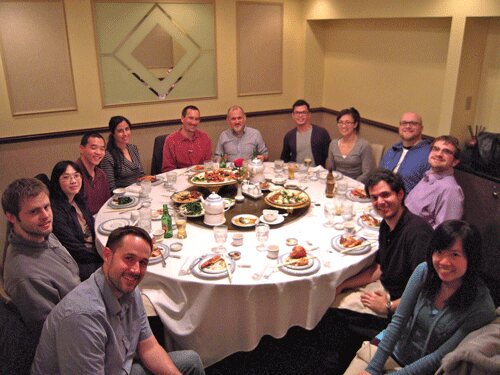 Group Dinner at Sam Woo Clockwise from the Front: Ryan, Nick, Stephanie, Kevin, Evenlyn, James, John, Johnny, Kim, Adam, Matt, Arya, Yilin