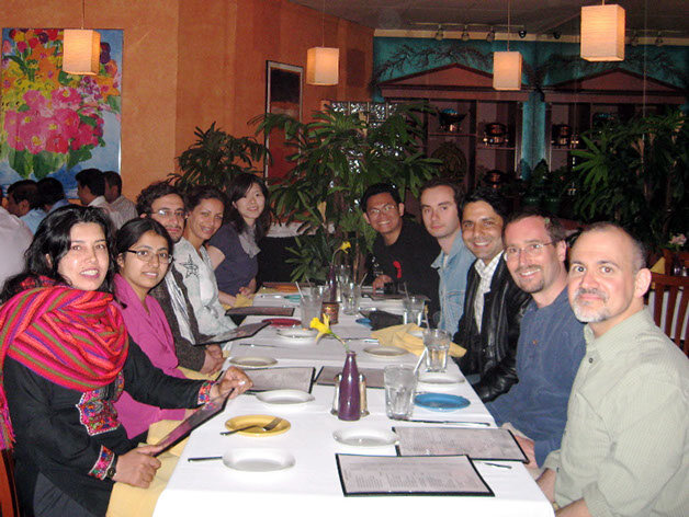 Group Dinner at the Clay Oven Around the table from left: Saleha, Suchitra, Omid, Carla, Mandy, Pin-Nan, Serge, Shafi, James, John