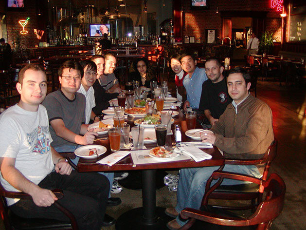Michael's Thesis Defense Party at Steelhead Brewery Around the table from left: Serge, Sang, Hung-Chi, Jeremy, Wade, Nooshin, Jenny, Michael, Chris, Omid