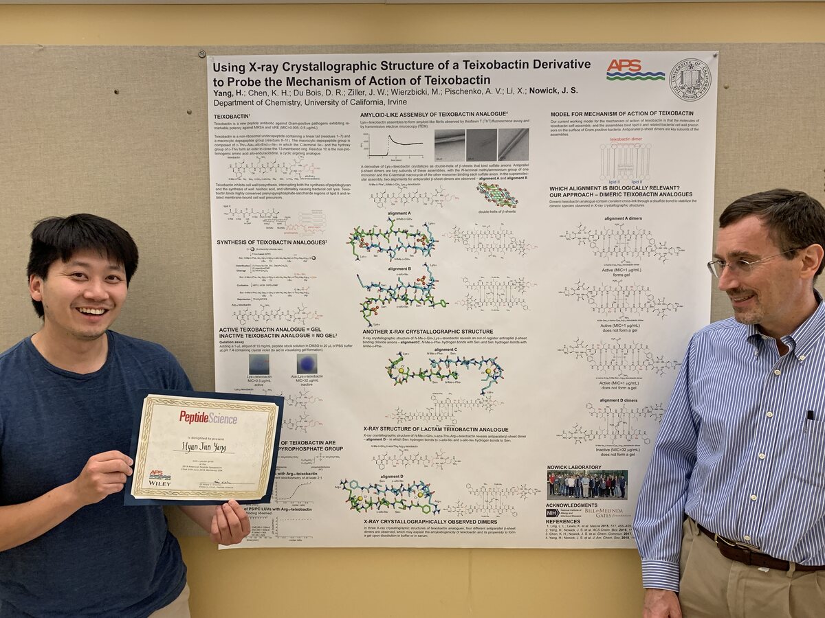 Yang received an award for best poster at the American Peptide Society Symposium in Monterey, CA.