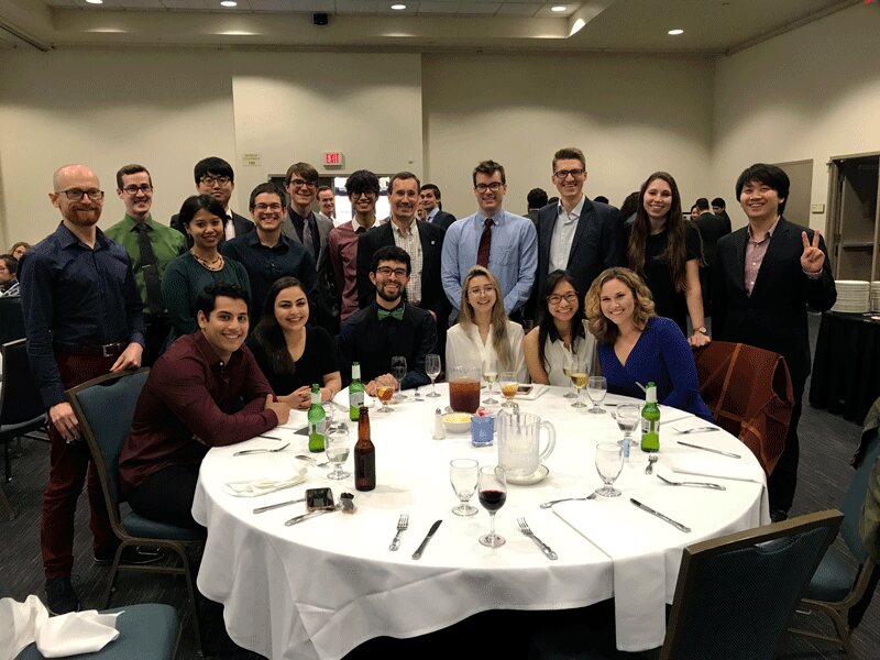 Lee Dinner 2019 Top row from the left: Michał, Will H., Chelsea, Sheng, Andrew, Xing, James, Mike M., Maj, Gretchen, Yang Bottom row from the left: Mohammad, Melody, Mike V., Betty, Denise, Emily