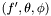 $(f',\theta,\phi)$